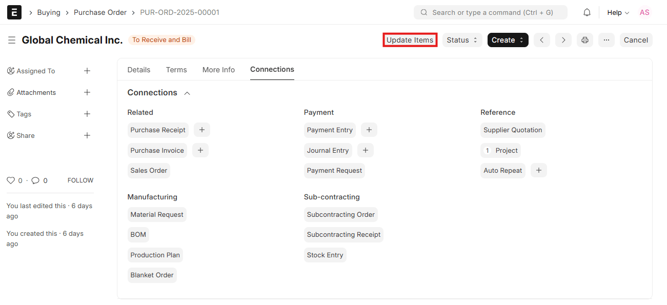 Amending Purchase Order after Submit