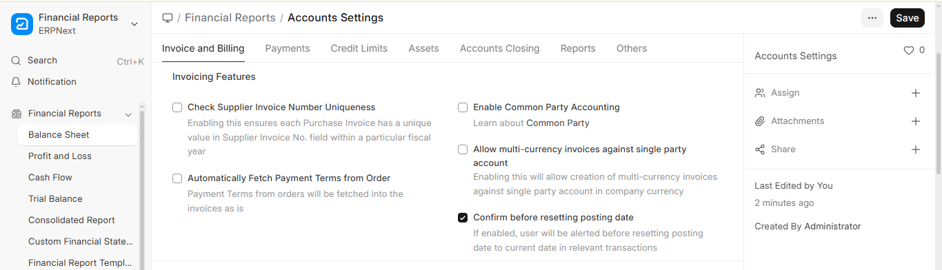 invoicing features