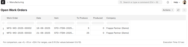 Manufacturing Reports