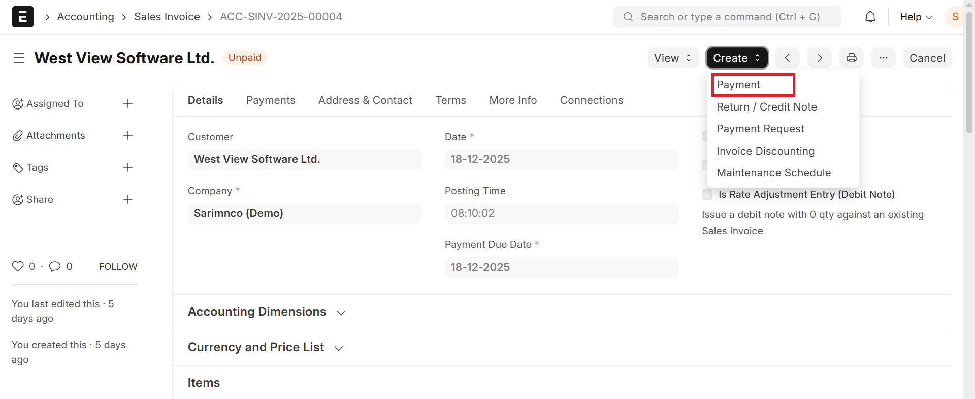 Payment Entry