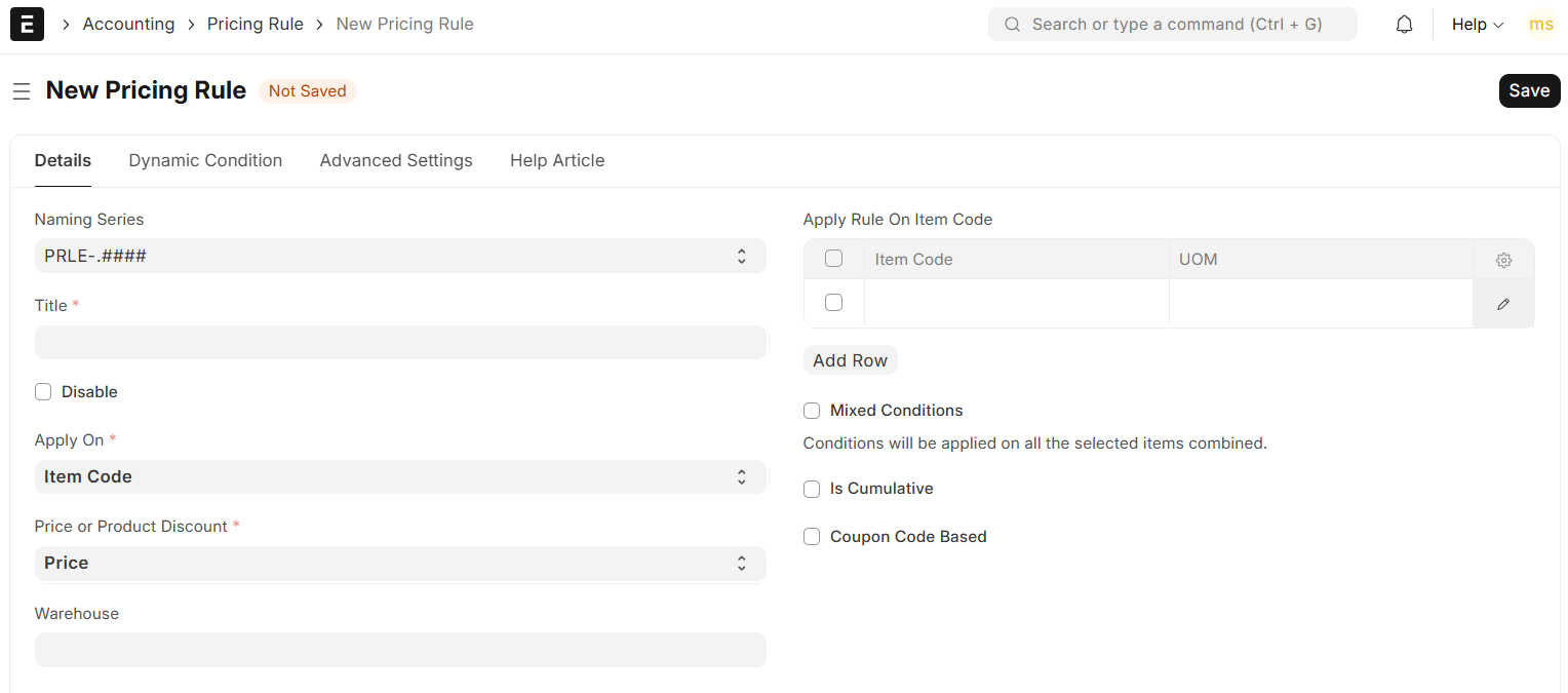 Pricing Rules
