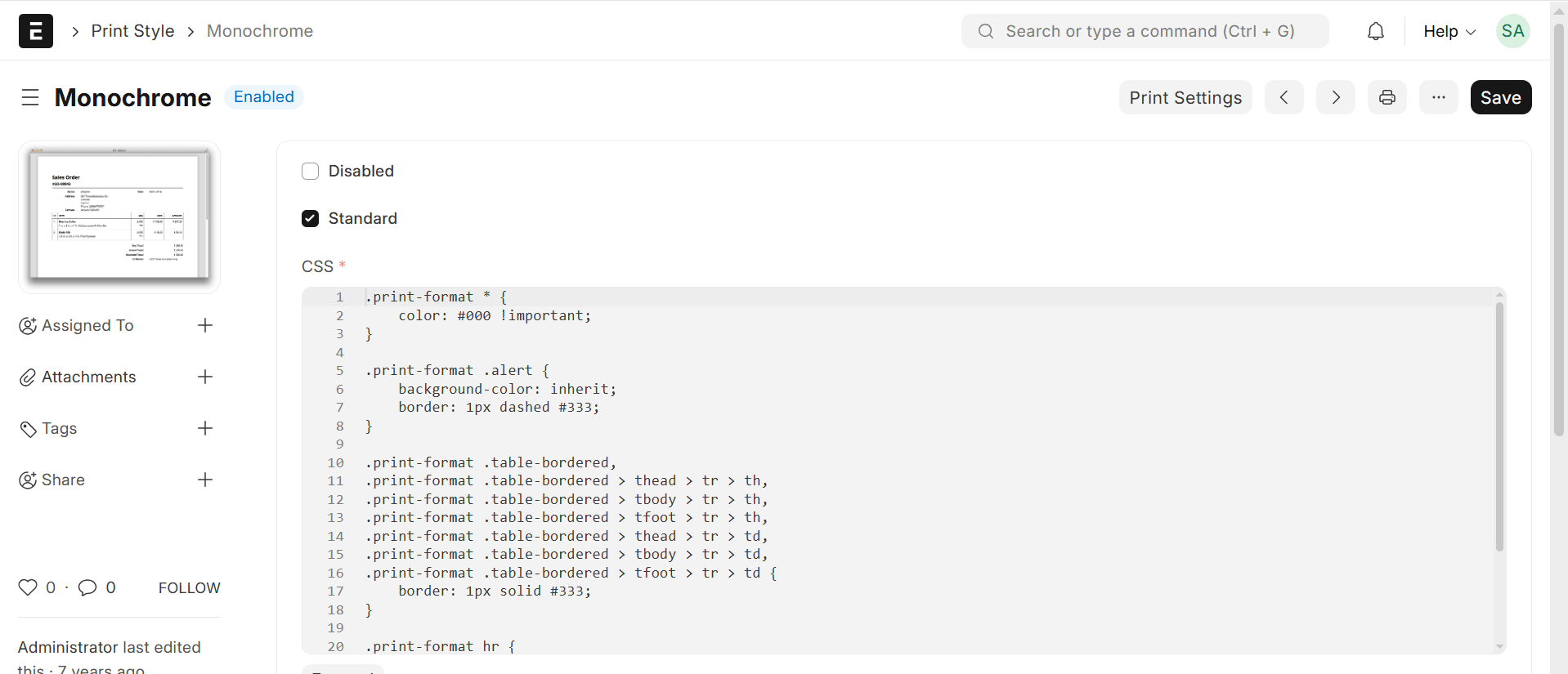Print Style