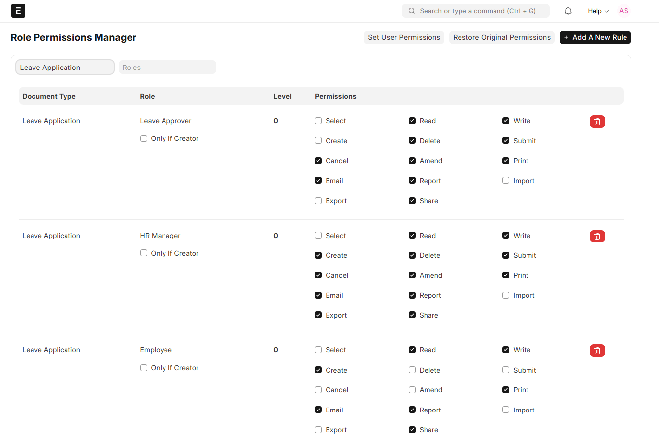 Role Based Permissions