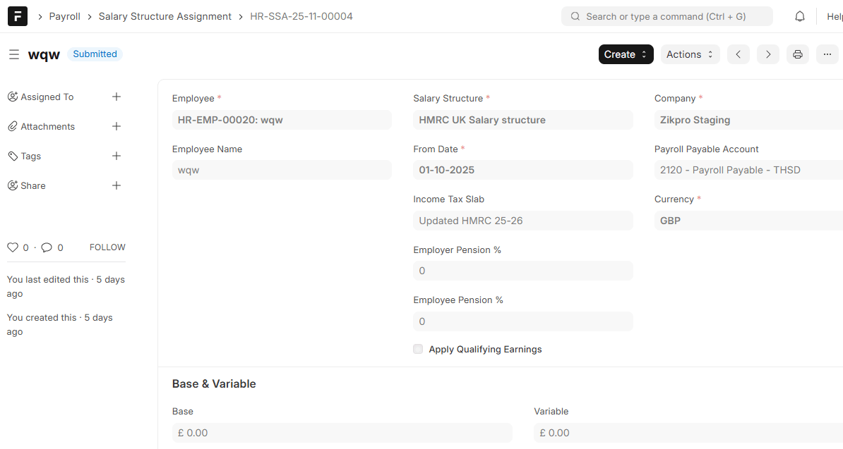 Salary Structure Assignment